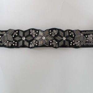 Sequin Embroidered Black Belt
